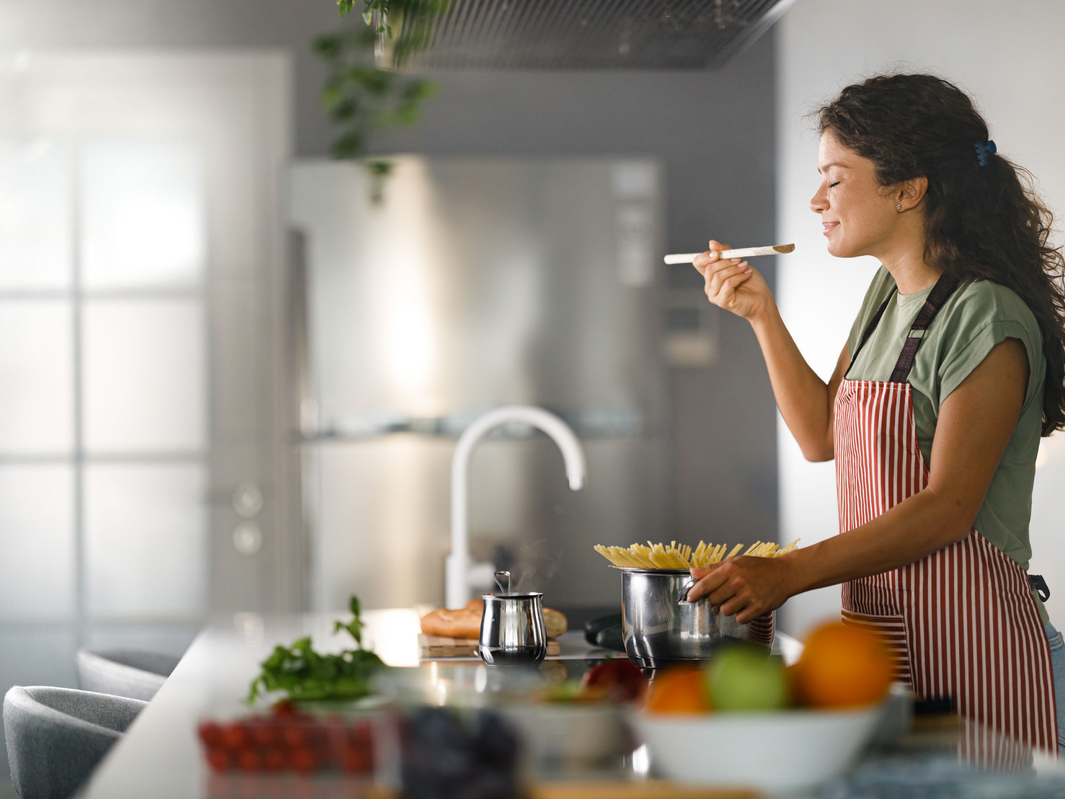 Lady cooking in the kitchen