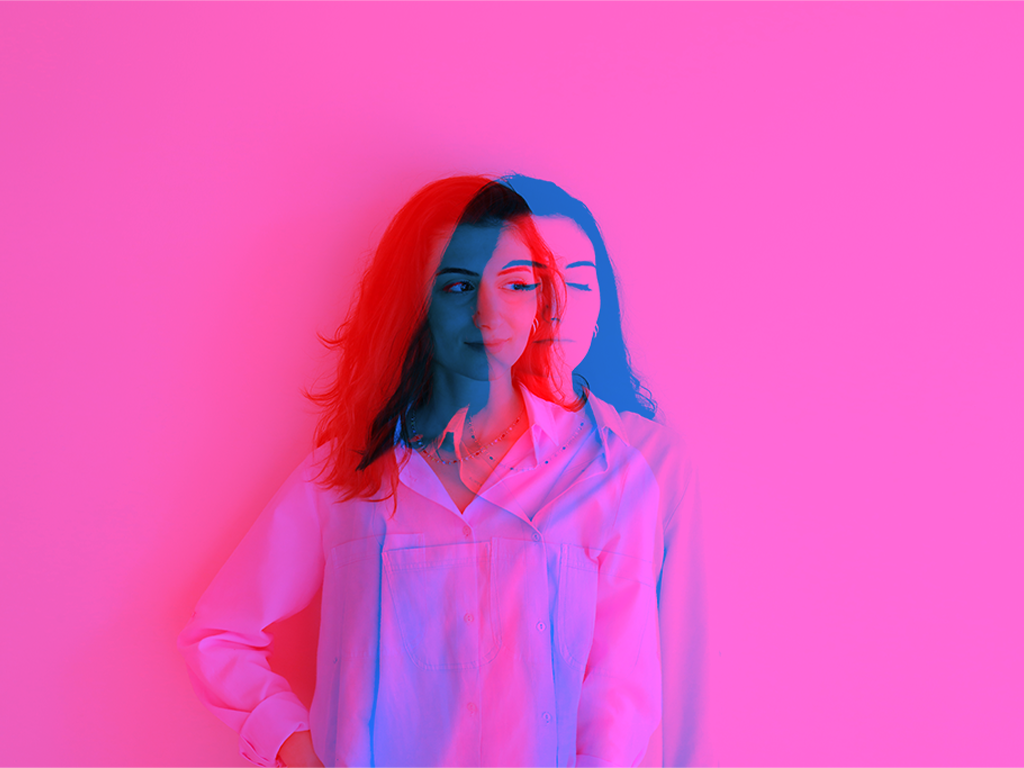 A woman in double characteristics.