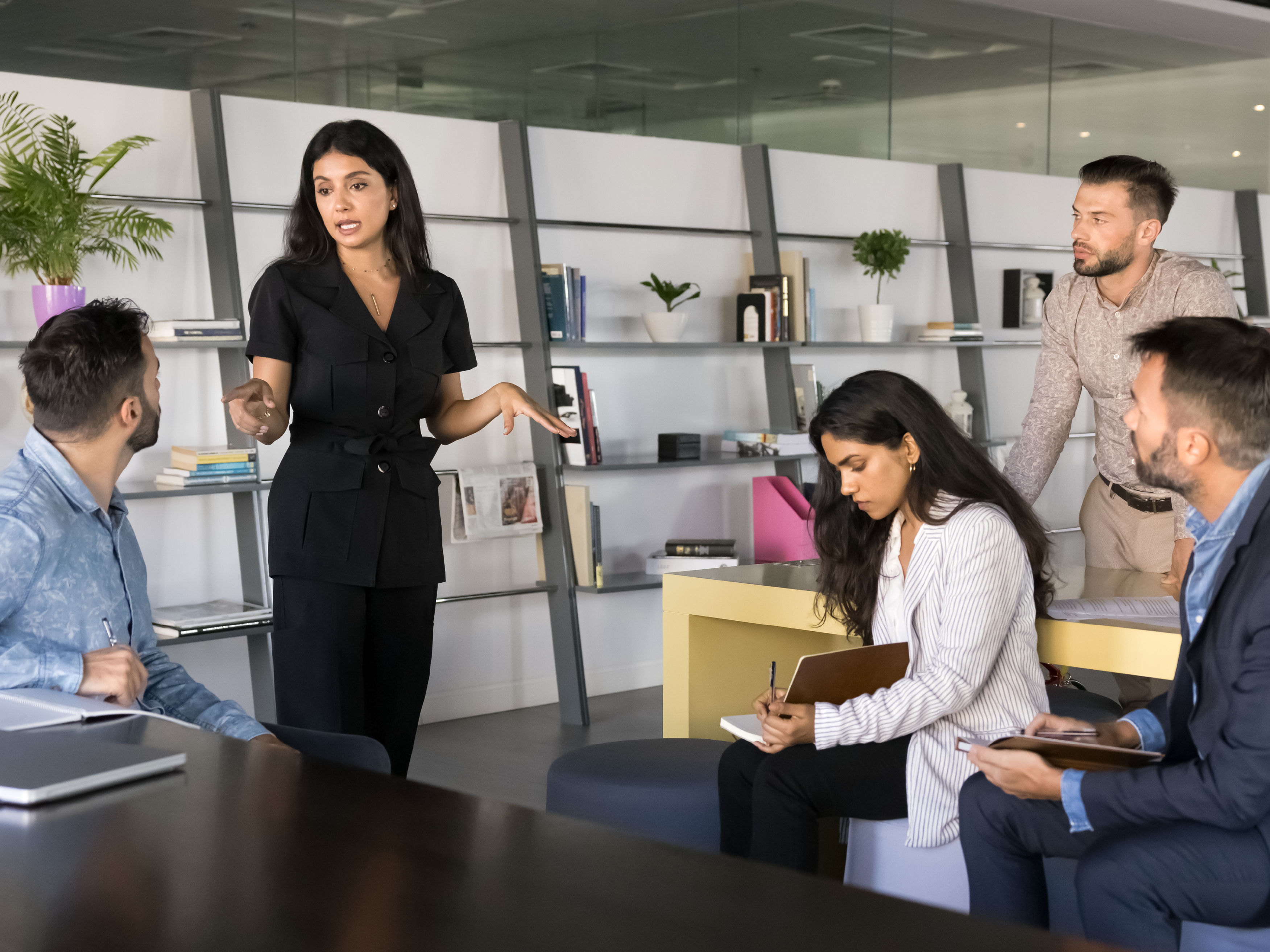 Employees discussing ideas