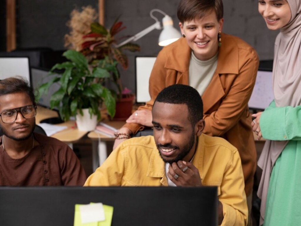 Employees working together