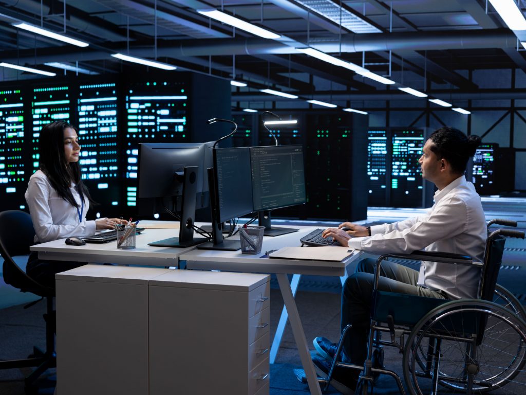 Two employees working together DEIB